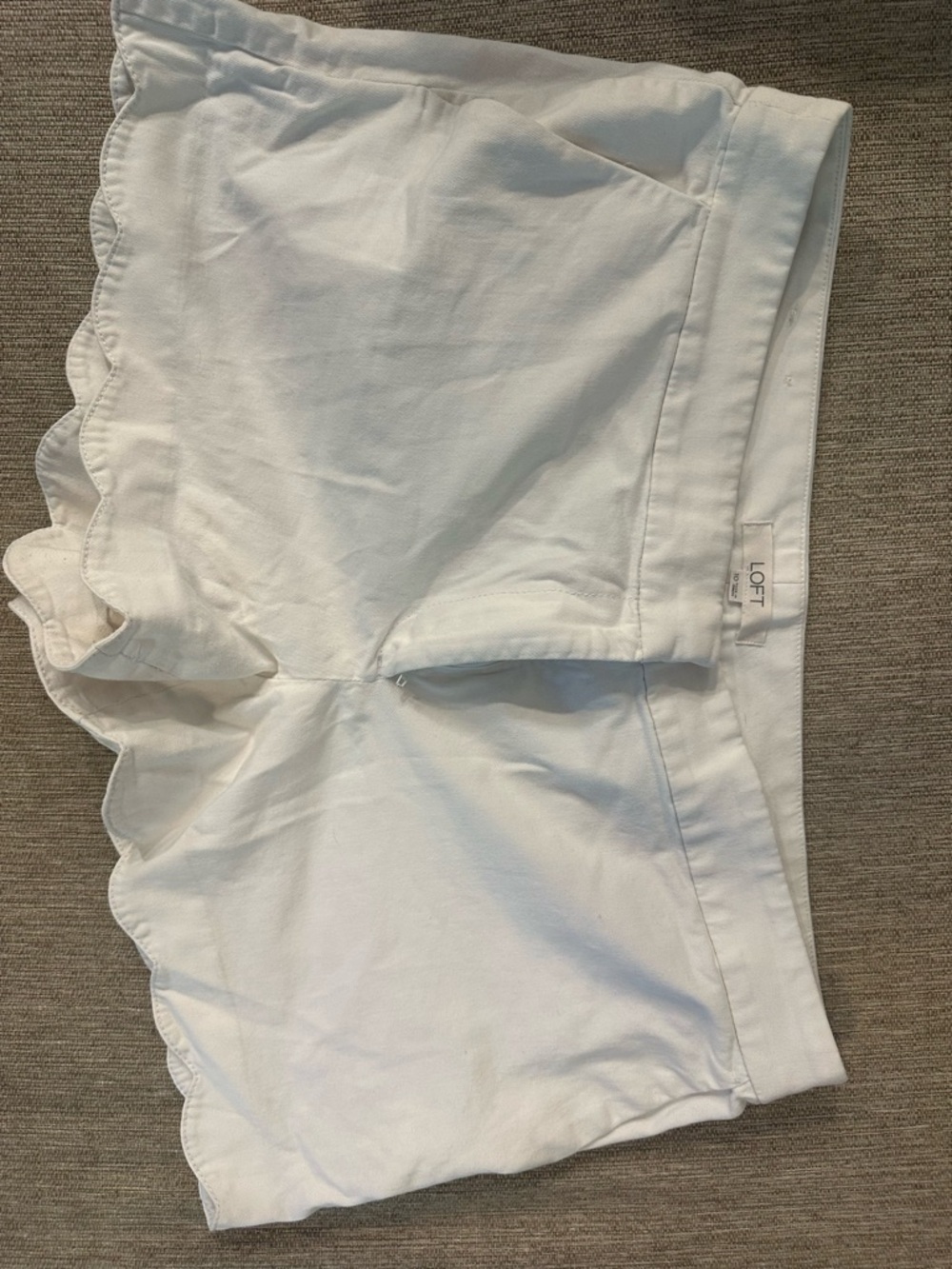 LOFT White Scallop Edge Cotton Short